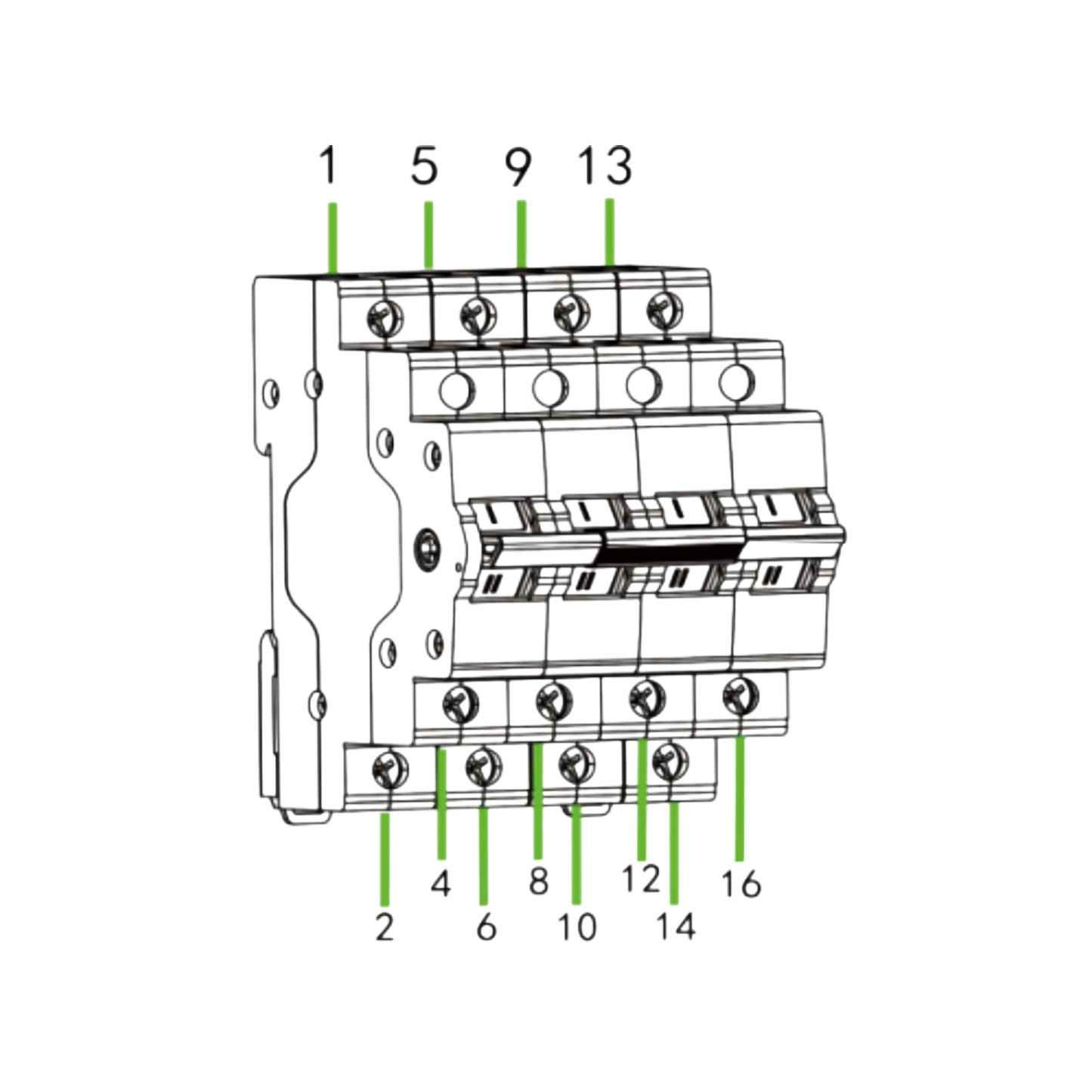 Redispose 4-pole 63A group change-over switch with DIN rail mount and clear position indicator.