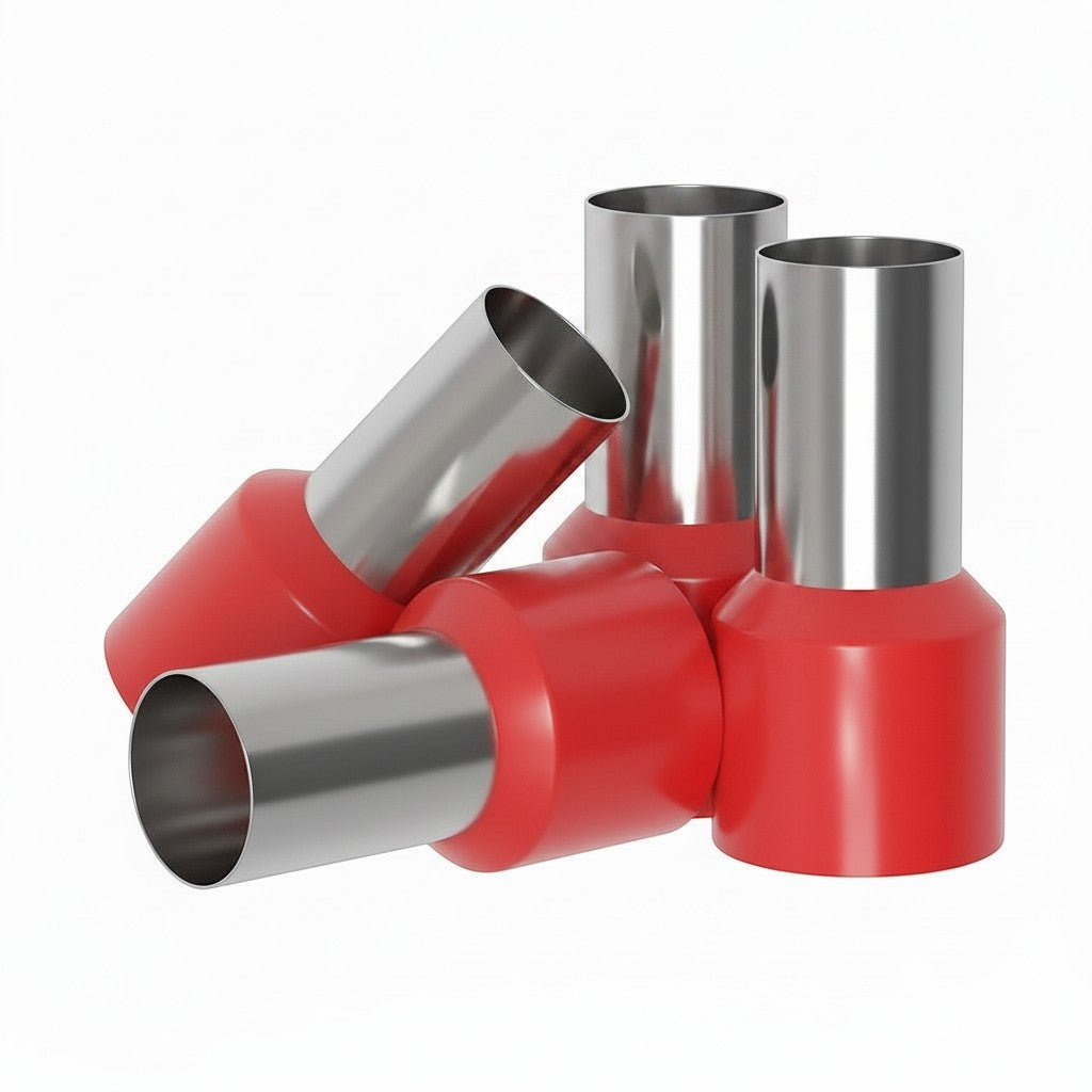 Redispose insulated wire ferrules, 35mm², red nylon, galvanized copper, 4-pack