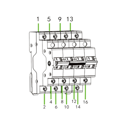 Redispose 4-pole 63A group change-over switch with DIN rail mount and clear position indicator.