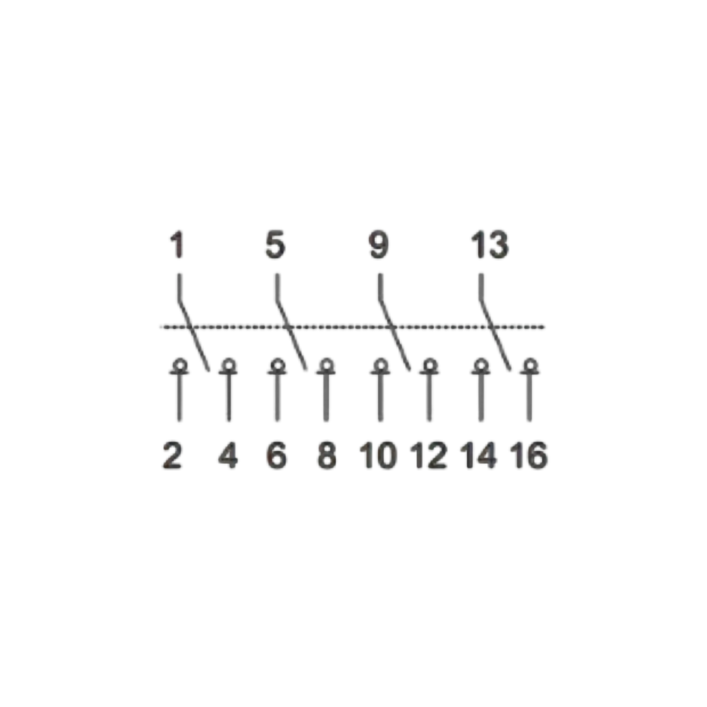 Redispose 4-pole 63A group change-over switch schematic diagram with numbered terminals for source switching and circuit isolation.