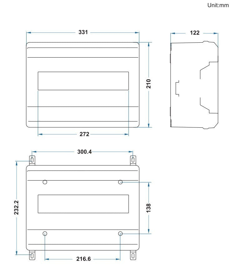 Redispose Stark Box Basic enclosure technical drawing with dimensions for Lilygo T-CAN485 ESP32 project.