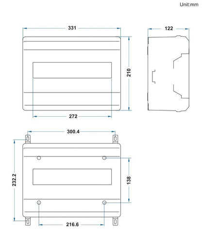 Redispose Stark Box Basic enclosure technical drawing with dimensions for Lilygo T-CAN485 ESP32 project.