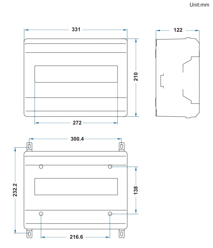 Redispose Stark Box Basic enclosure technical drawing with dimensions for Stark CMR and MCB.