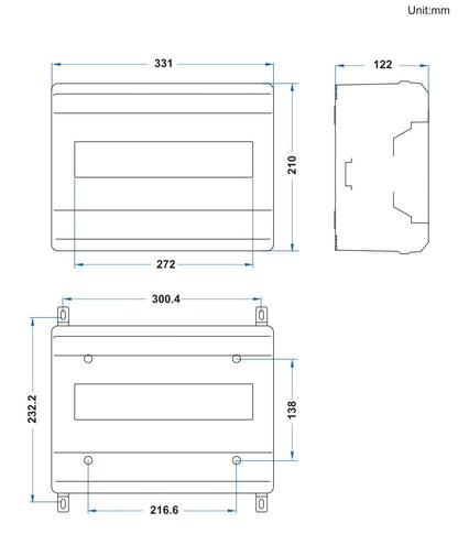Redispose Stark Box Basic enclosure technical drawing with dimensions for Stark CMR and MCB.
