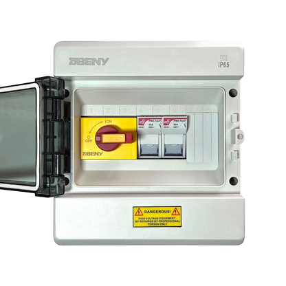 Redispose Stark Box Mini DIY kit with IP65 enclosure, DC isolator switch, and two DC 600V ceramic fuses.