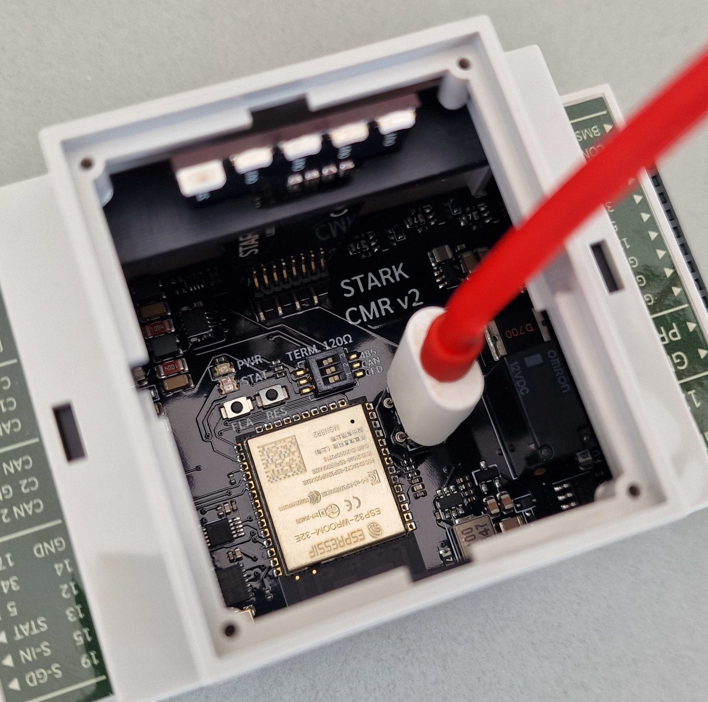 Redispose Stark CMR v2 IoT communication module with WiFi, Bluetooth, and USB-C power input.